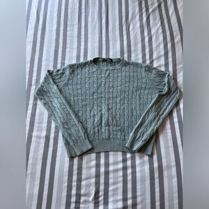 sage green cable knit sweater
